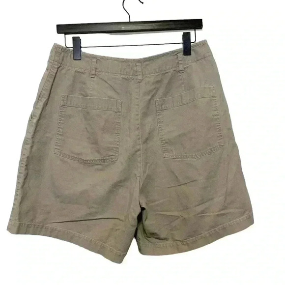 Eddie  Bauer High Rise Women’s Heavy Duty Khaki Shorts Button Up Fly Flat Front - Picture 2 of 4